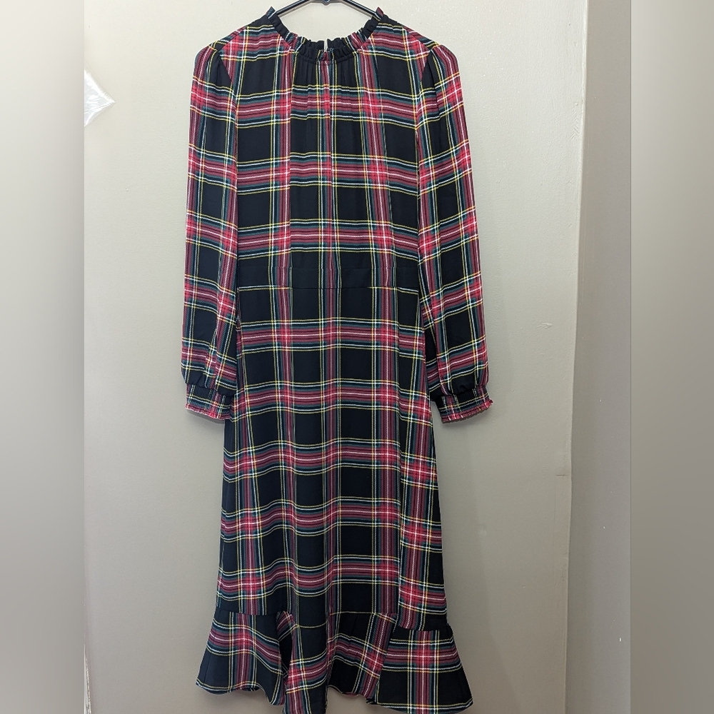 J Crew plaid dress, Size 2, color: black&red plaid